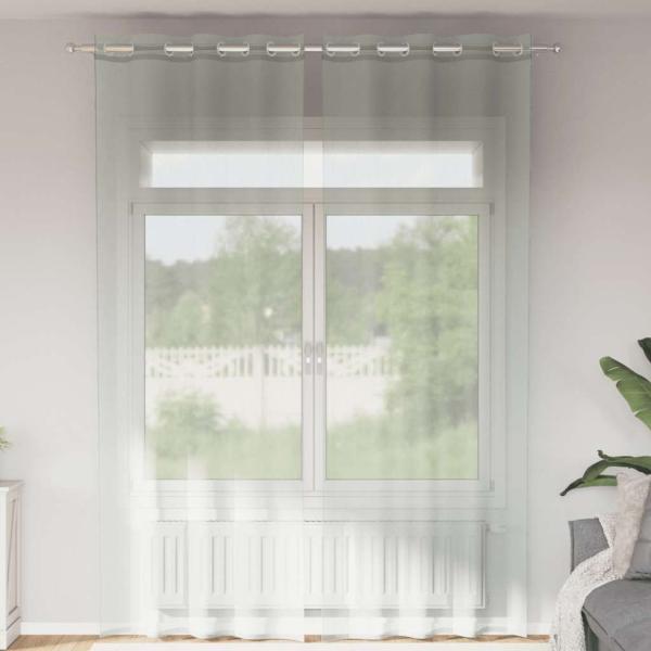 ARDEBO.de - Voile Vorhänge mit Ösen 2 Stk. Hellgrau 140x300 cm