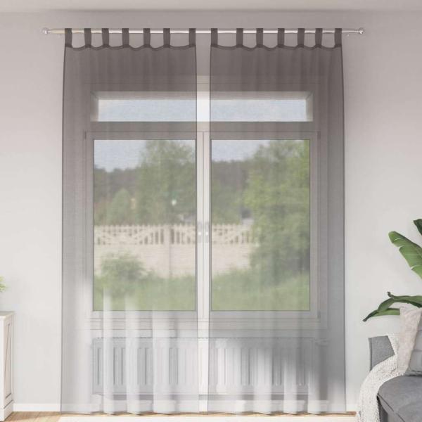 ARDEBO.de - Voile Vorhänge mit Schlaufen 2 Stk. Dunkelgrau 140x260 cm