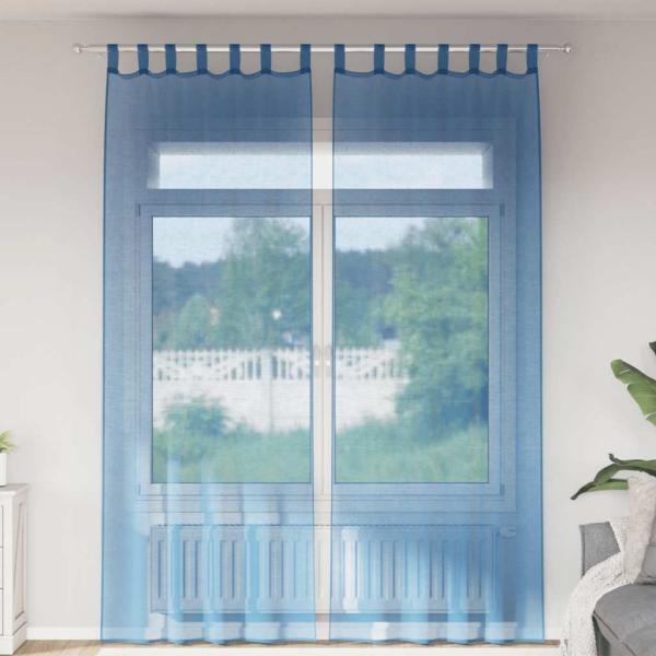 ARDEBO.de - Voile Vorhänge mit Schlaufen 2 Stk. Königsblau 140x260 cm