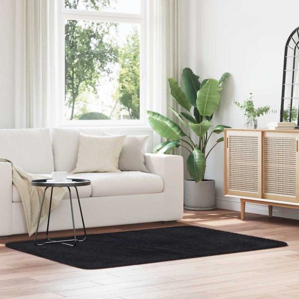 ARDEBO.de - Teppich Shaggy Hochflor NAVARRA Schwarz 120x170 cm Polyester