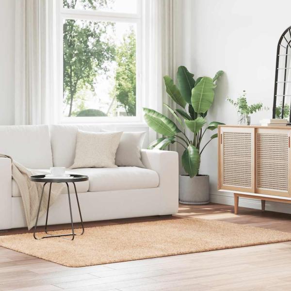 ARDEBO.de - Teppich Shaggy Hochflor NAVARRA Beige 130x200 cm Polyester