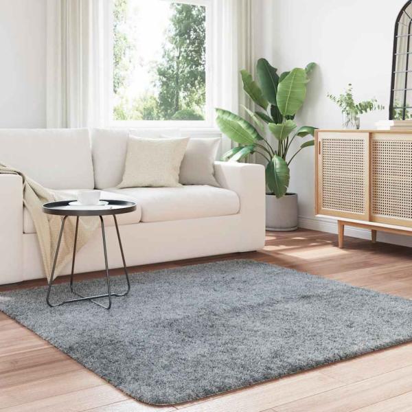 Teppich Shaggy Hochflor NAVARRA Hellgrau 160x160 cm Polyester
