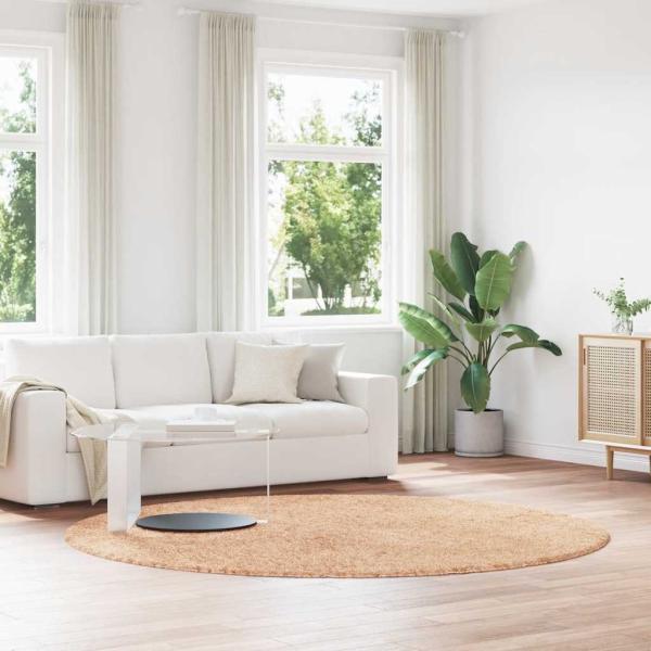 ARDEBO.de - Teppich Shaggy Hochflor NAVARRA Beige 240x240 cm Polyester