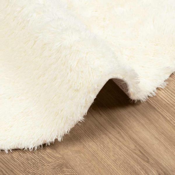 Teppich Shaggy Hochflor NAVARRA Creme 100x100 cm Polyester