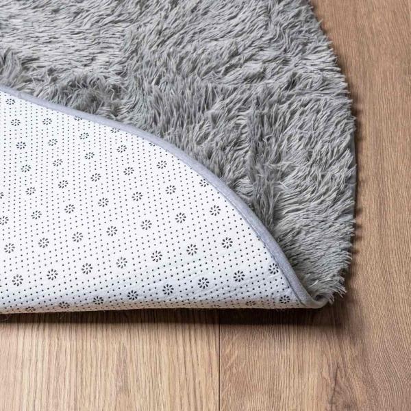 Teppich Shaggy Hochflor NAVARRA Hellgrau 120x120 cm Polyester