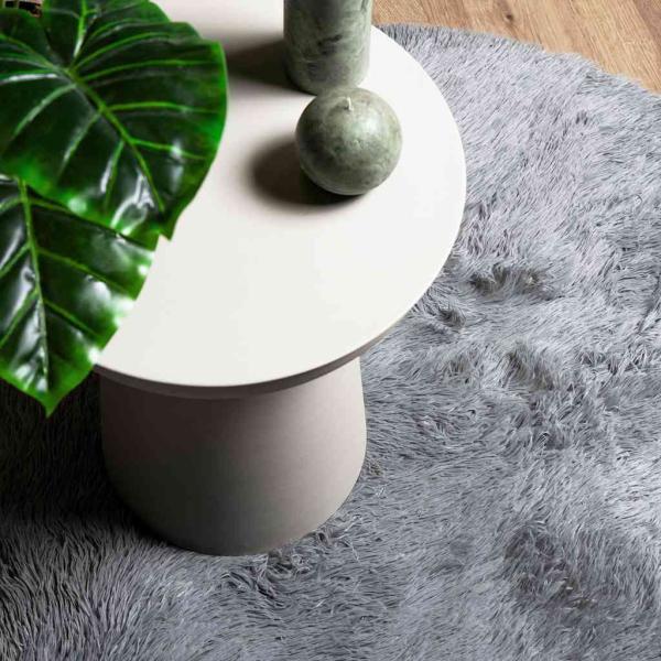 Teppich Shaggy Hochflor NAVARRA Hellgrau 120x120 cm Polyester