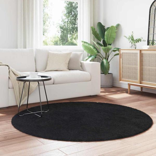 Teppich Shaggy Hochflor NAVARRA Schwarz 160x160 cm Polyester