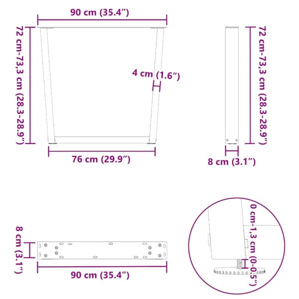 Esstisch Beine V-Form 3 Stück Anthrazit 90x(72-73,3) cm Stahl
