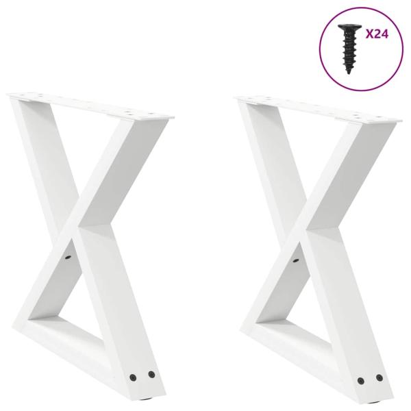 ARDEBO.de - Couchtischbeine 2 Stk. Weiß 60x(42-43,3) cm Stahl