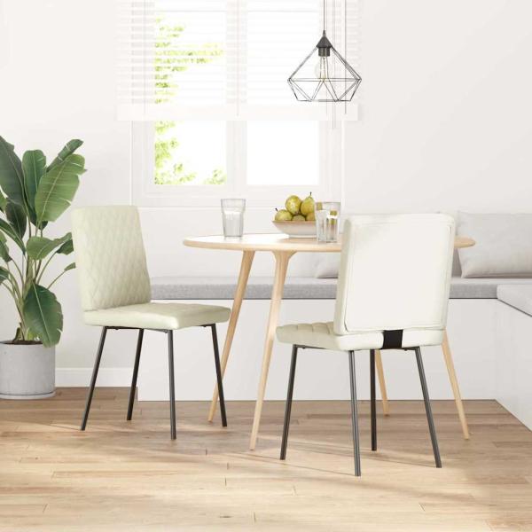 Esszimmerstühle 2 Stk. Creme Samt