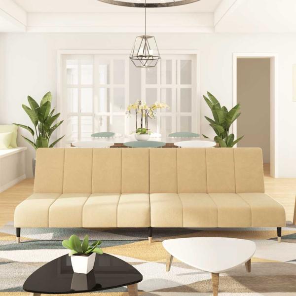 ARDEBO.de - Schlafsofa 2-Sitzer Creme Samt