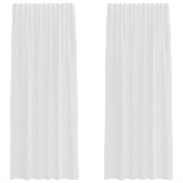 Voile Vorhänge mit Stangentaschen 2 Stk. Weiß