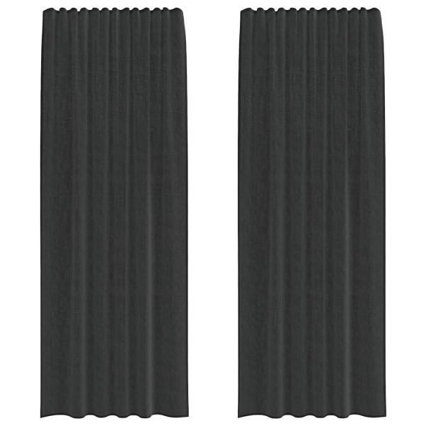 Voile Vorhänge mit Stangentaschen 2 Stk. Schwarz