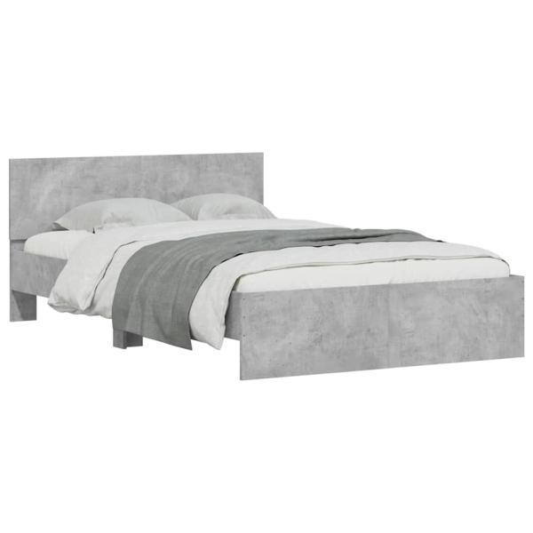 Bettgestell mit Kopfteil LED-Beleuchtung Betongrau 120x190 cm