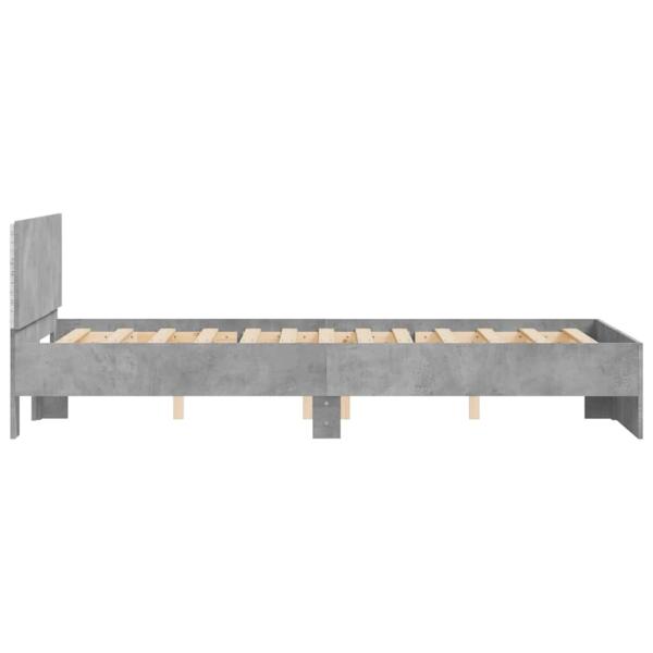 Bettgestell mit Kopfteil LED-Beleuchtung Betongrau 120x190 cm