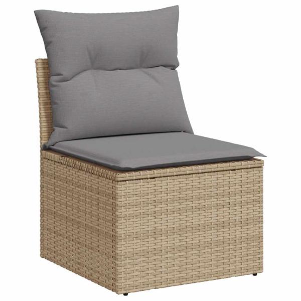 ARDEBO.de - 10-tlg. Garten-Sofagarnitur mit Kissen Beige Poly Rattan Akazie