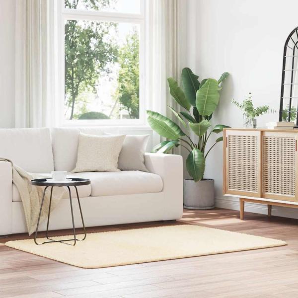 ARDEBO.de - Teppich Shaggy Hochflor NAVARRA Creme 120x170 cm Polyester