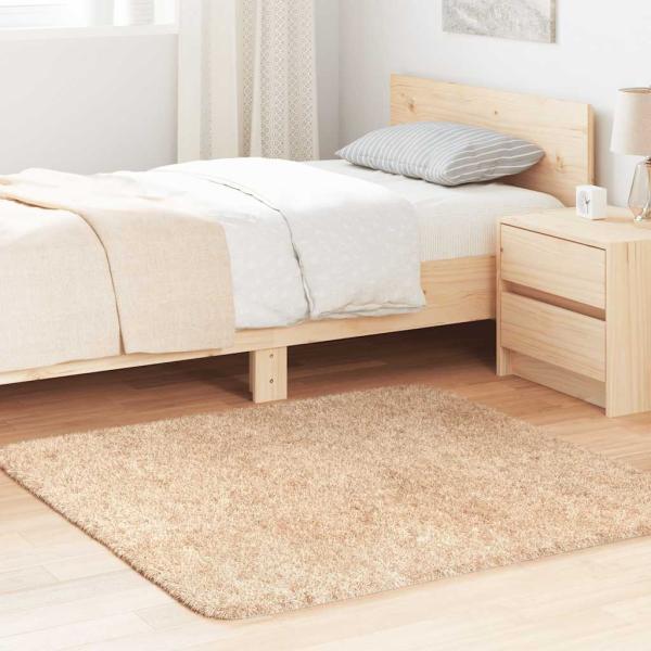 ARDEBO.de - Teppich Shaggy Hochflor NAVARRA Beige 120x120 cm Polyester