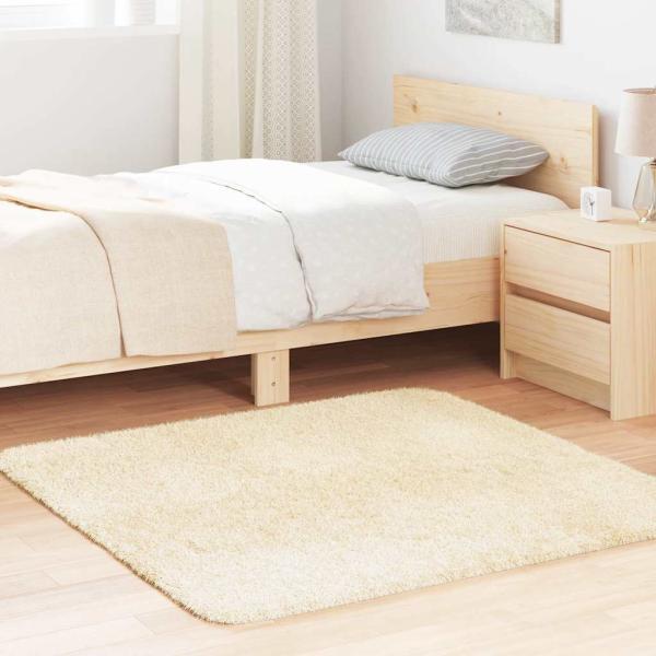 ARDEBO.de - Teppich Shaggy Hochflor NAVARRA Creme 120x120 cm Polyester