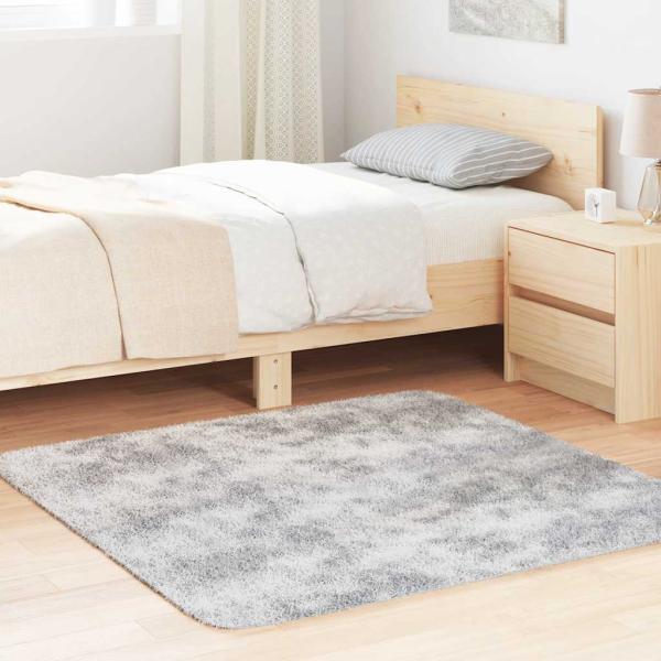 ARDEBO.de - Teppich Shaggy Hochflor NAVARRA Silbergrau 120x120 cm Polyester