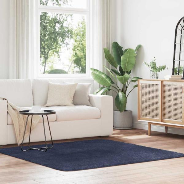 ARDEBO.de - Teppich Shaggy Hochflor NAVARRA Marineblau 160x160 cm Polyester