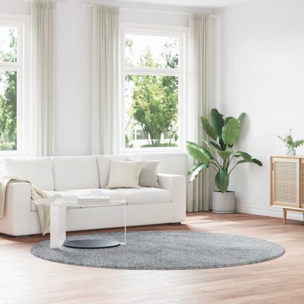ARDEBO.de - Teppich Shaggy Hochflor NAVARRA Hellgrau 240x240 cm Polyester