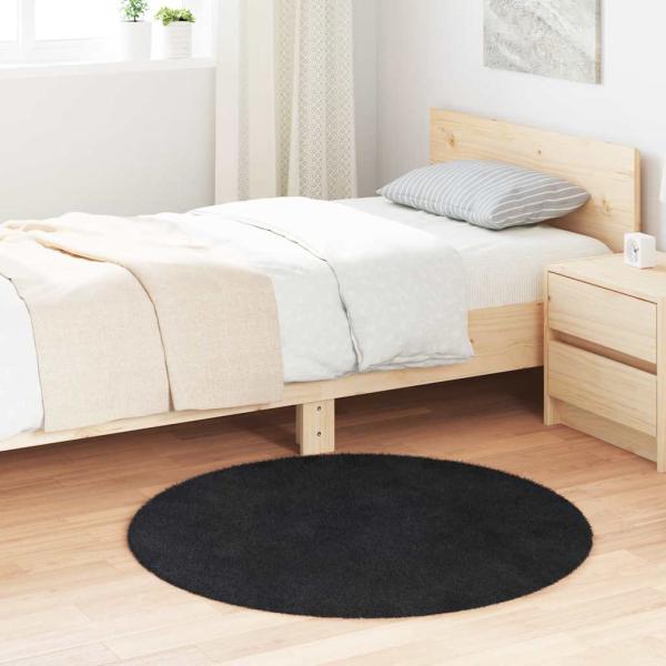 ARDEBO.de - Teppich Shaggy Hochflor NAVARRA Schwarz 100x100 cm Polyester