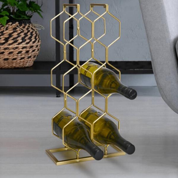 ARDEBO.de - Home&Styling Weinregal für 8 Flaschen Metall Golden