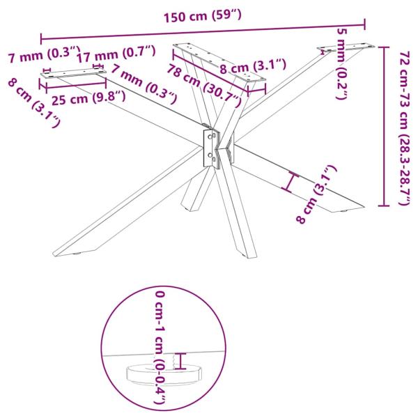 Esstischbein in Spinnenform Weiß 150x78x(72-73) cm Stahl