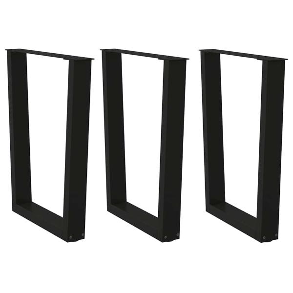 ARDEBO.de - Esstisch Beine V-Form 3 Stück Schwarz 70x(72-73,3) cm Stahl