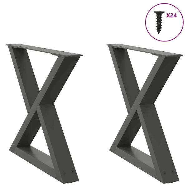 ARDEBO.de - Couchtischbeine 2 Stk. Anthrazit 50x(42-43,3) cm Stahl