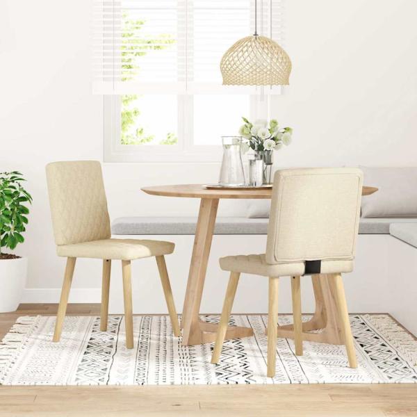 ARDEBO.de - Esszimmerstühle 2 Stk. Creme Stoff