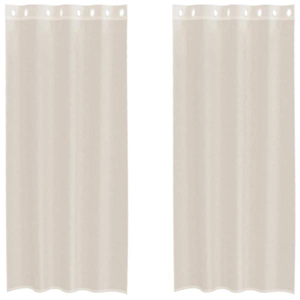 Voile Vorhänge mit Ösen 2 Stk. Creme 140x225 cm