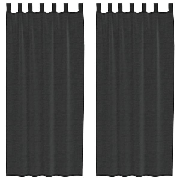 Voile Vorhänge mit Lasche 2 Stk. Schwarz