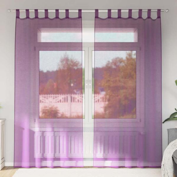 ARDEBO.de - Voile Vorhänge mit Schlaufen 2 Stk. Lila 140x225 cm
