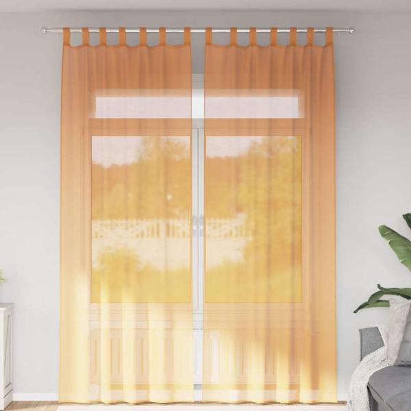 ARDEBO.de - Voile Vorhänge mit Schlaufen 2 Stk. Orange 140x260 cm