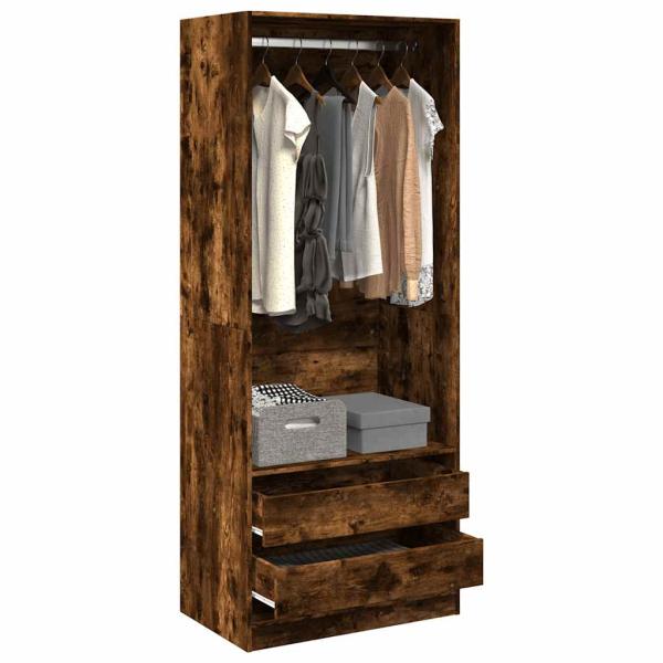 ARDEBO.de - Kleiderschrank Räuchereiche 80x50x200 cm Holzwerkstoffs