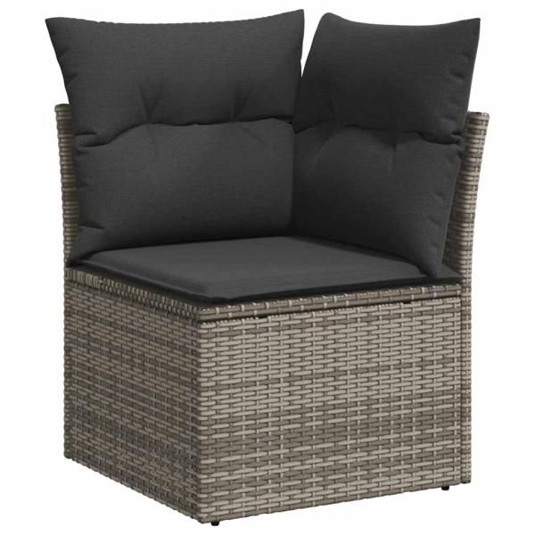 ARDEBO.de - 7-tlg. Garten-Sofagarnitur mit Kissen Grau Poly Rattan Akazie