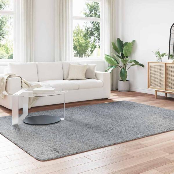 Teppich Shaggy Hochflor NAVARRA Hellgrau 200x290 cm Polyester