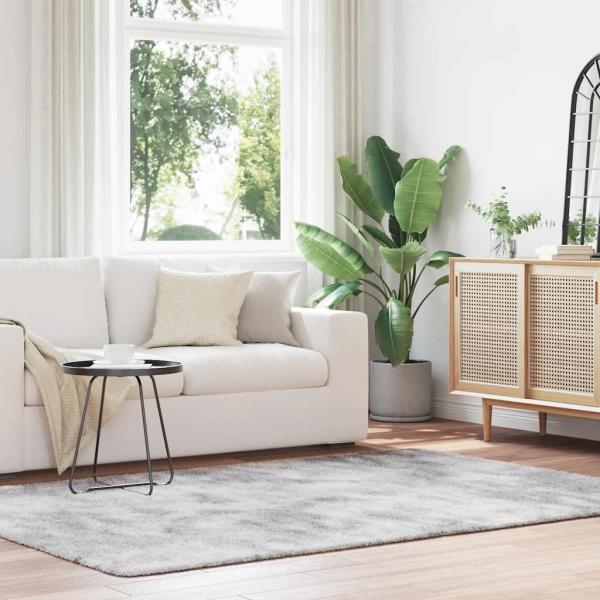 ARDEBO.de - Teppich Shaggy Hochflor NAVARRA Silbergrau 160x230 cm Polyester