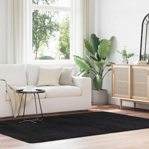 ARDEBO.de - Teppich Shaggy Hochflor NAVARRA Schwarz 160x230 cm Polyester