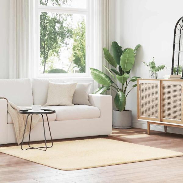ARDEBO.de - Teppich Shaggy Hochflor NAVARRA Creme 160x160 cm Polyester