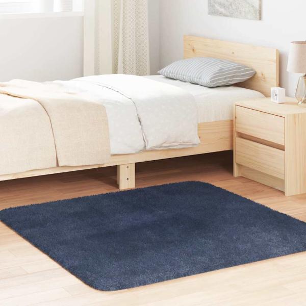 ARDEBO.de - Teppich Shaggy Hochflor NAVARRA Marineblau 120x120 cm Polyester