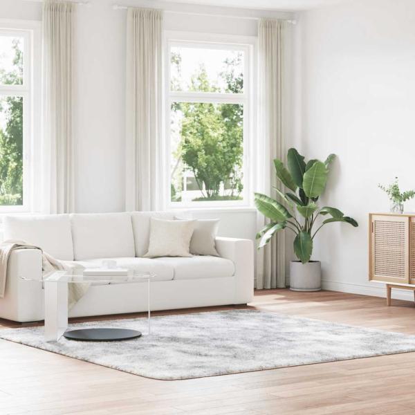 ARDEBO.de - Teppich Shaggy Hochflor NAVARRA Silbergrau 240x240 cm Polyester
