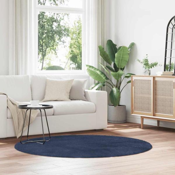 ARDEBO.de - Teppich Shaggy Hochflor NAVARRA Marineblau 160x160 cm Polyester