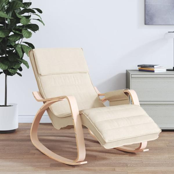 ARDEBO.de - Schaukelstuhl Creme Stoff