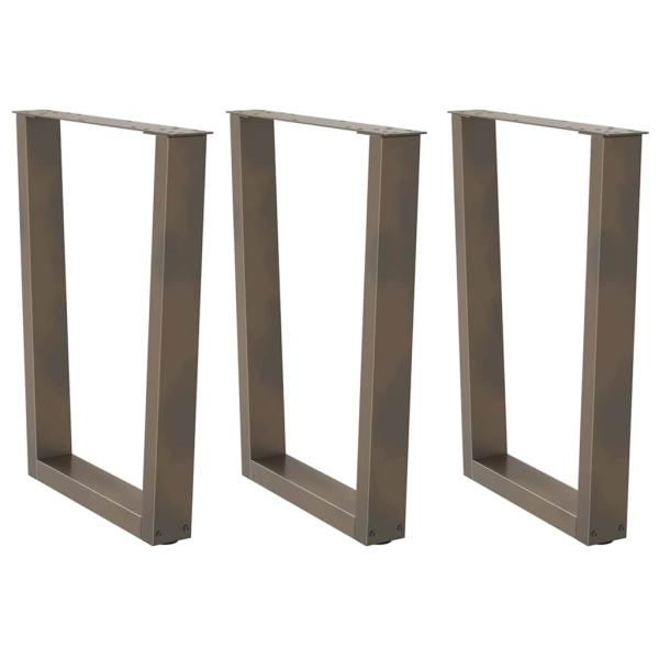 ARDEBO.de - Esstischbeine V-Form 3 Stück Naturstahl 70x(72-73,3) cm Stahl