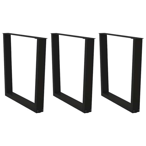 ARDEBO.de - Esstischbeine V-Form 3 Stück Schwarz 90x(72-73,3) cm Stahl