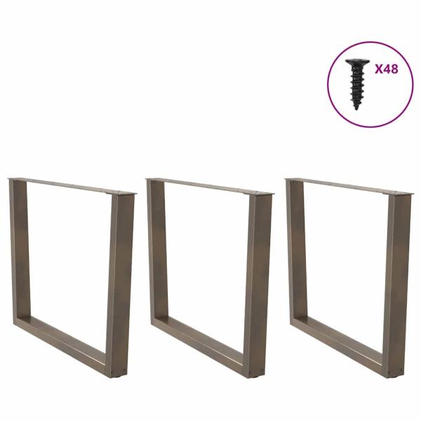 Esstischbeine V-Form 3 Stück Naturstahl 100x(72-73,3) cm Stahl