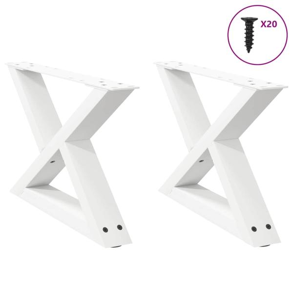 ARDEBO.de - Couchtischbeine 2 Stk. Weiß 60x(30-31,3) cm Stahl